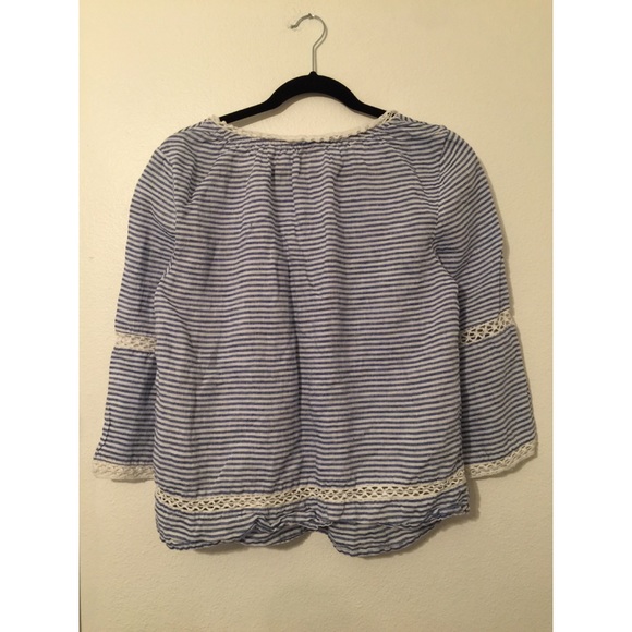 CHICO’s women’s linen striped top size 2 - Picture 3 of 7